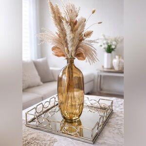 Large Amber Glass Decorative Vase Modern Home Decor